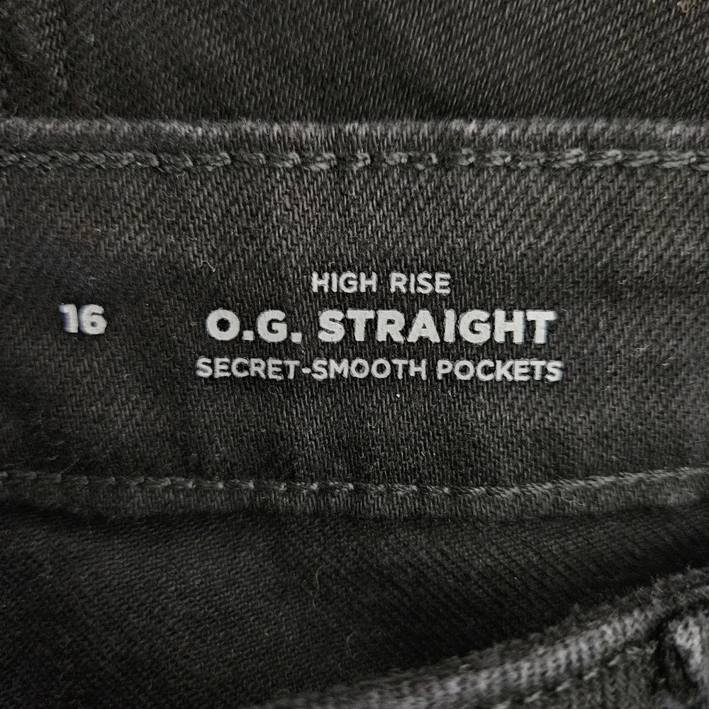 Old Navy OG Straight Denim Shorts Black Jack High Rise Rolled Cuffed - Picture 2 of 6